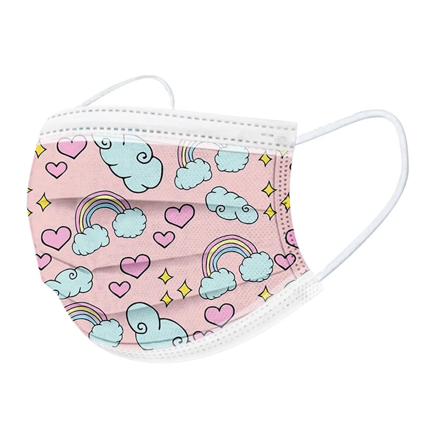 50PCS Kids Disposable Face Masks – 3-Ply Breathable Protective Masks with Soft Ear Loops | Comfortable & Safe for Sensitive Skin