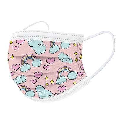 50PCS Kids Disposable Face Masks – 3-Ply Breathable Protective Masks with Soft Ear Loops | Comfortable & Safe for Sensitive Skin