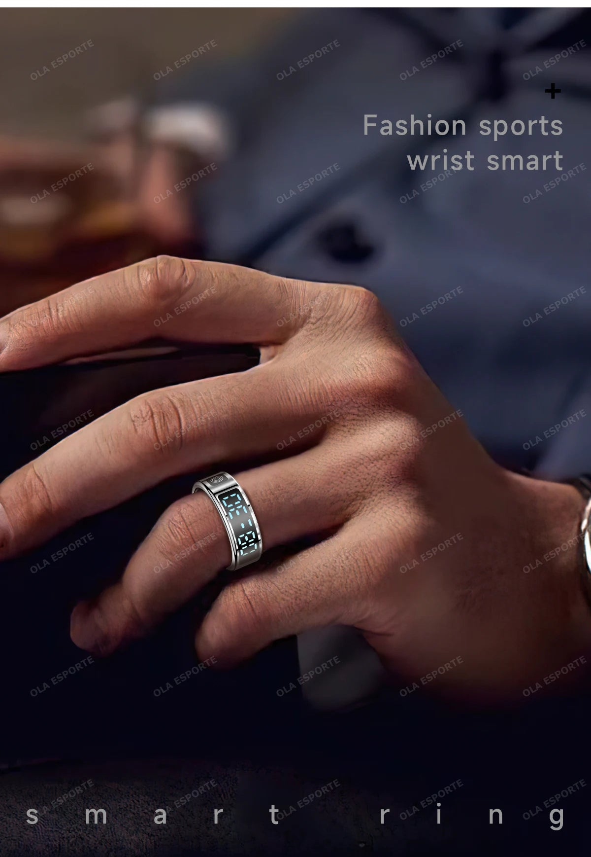 Smart Ring with Touch Display Heart Rate Sleep Tracker IP68 Waterproof Android iOS