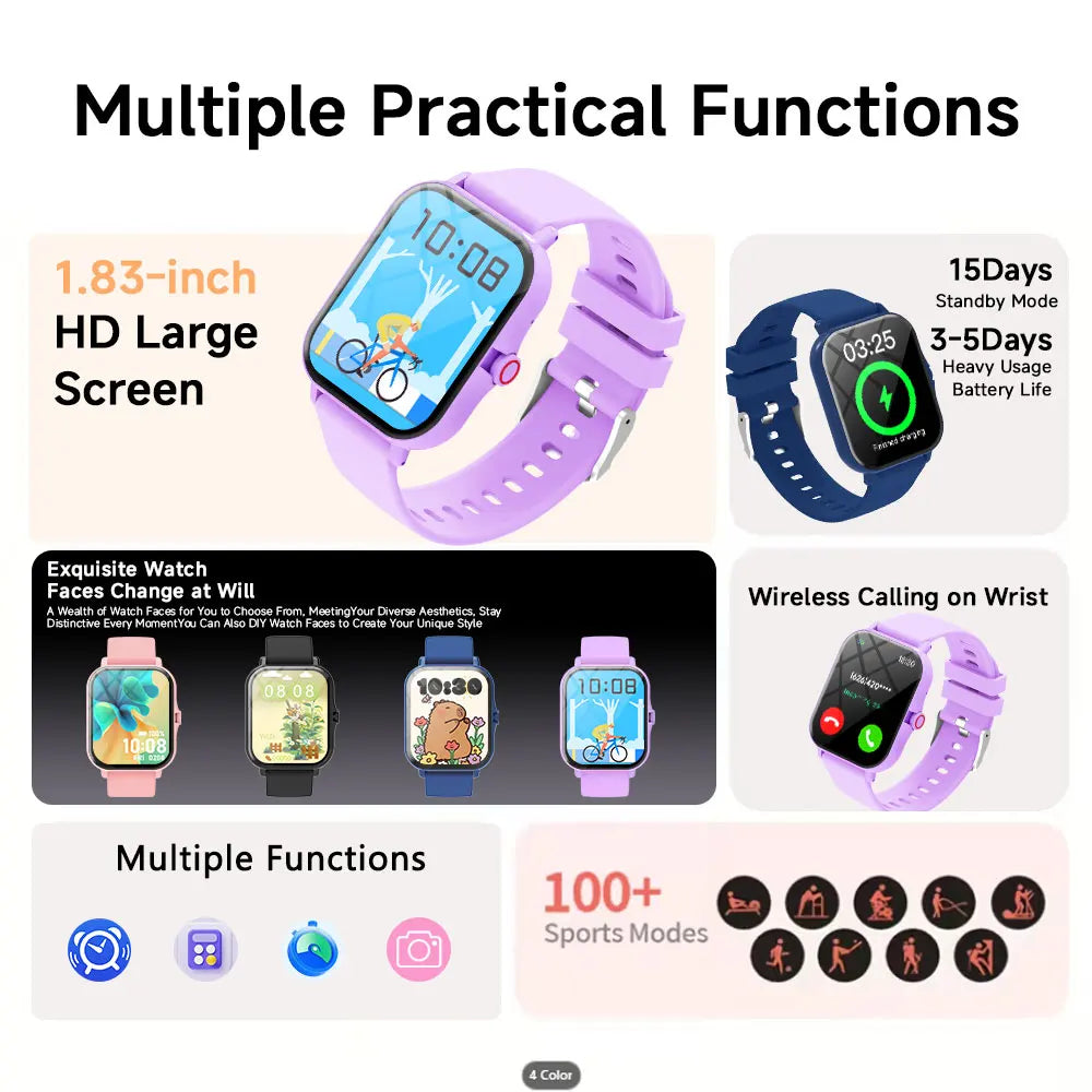 Smart Watch 1.83" HD Bluetooth Call Fitness Tracker for Android iPhone