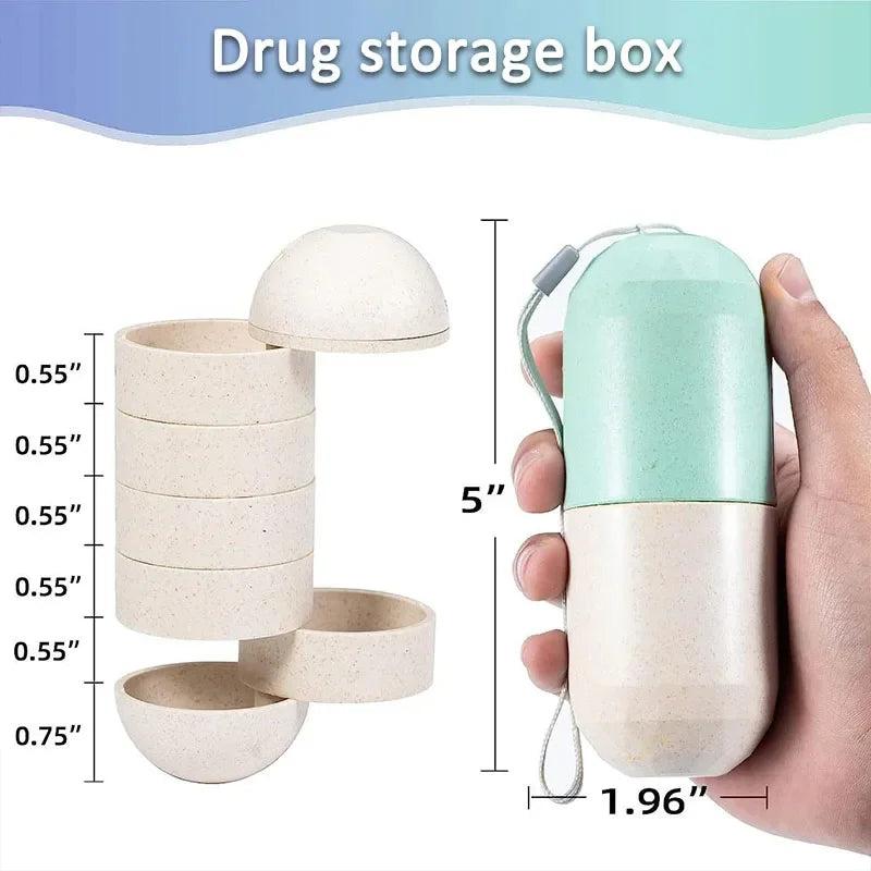 7 Day Weekly Pill Organizer Portable Waterproof Medicine Case Travel Pill Box 7 Compartments