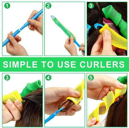 18PCS Magic Hair Curlers Set – Wave Formers, No-Heat Hair Rollers, DIY Curling & Styling Tools for Women