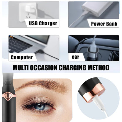 Portable Heated Eyelash Curler – 3 Temperature Modes, USB Rechargeable Lash Curler for Natural & False Eyelashes