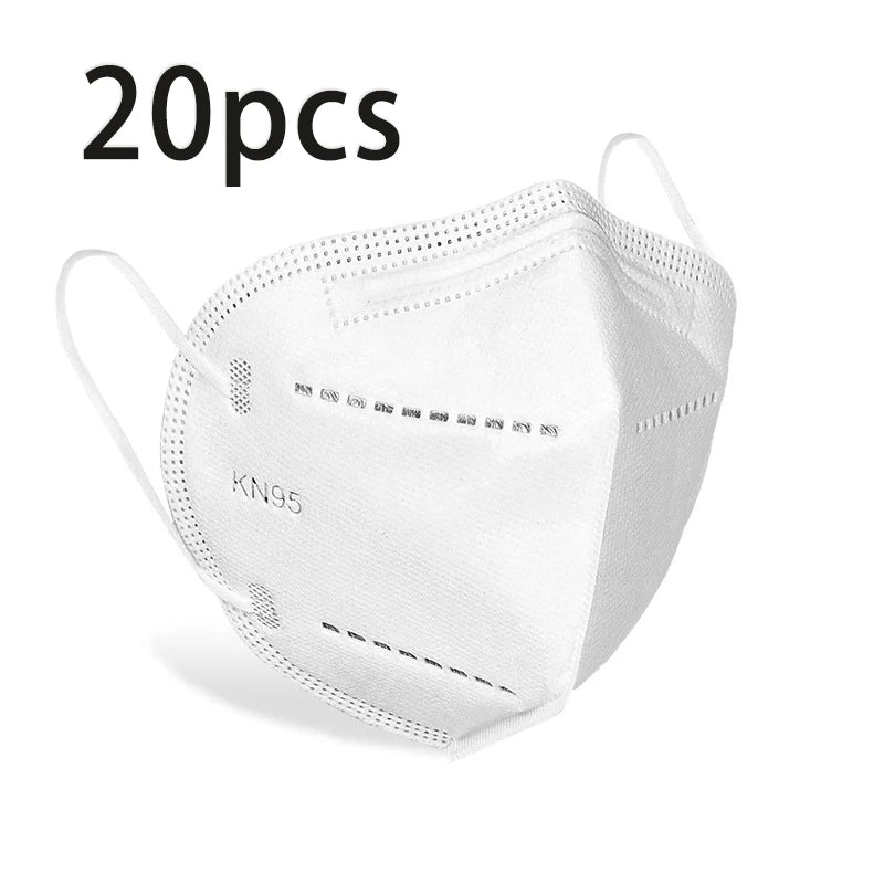 20/40/60 Pcs 5-Layer KN95 Face Masks – Black & White, Breathable Dustproof Protective Masks**