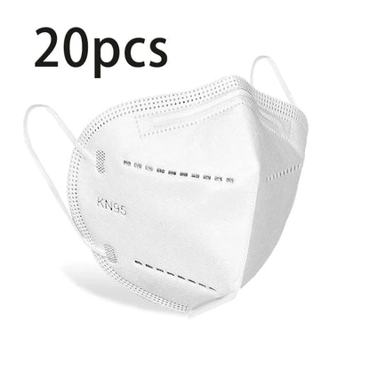 20/40/60 Pcs 5-Layer KN95 Face Masks – Black & White, Breathable Dustproof Protective Masks**