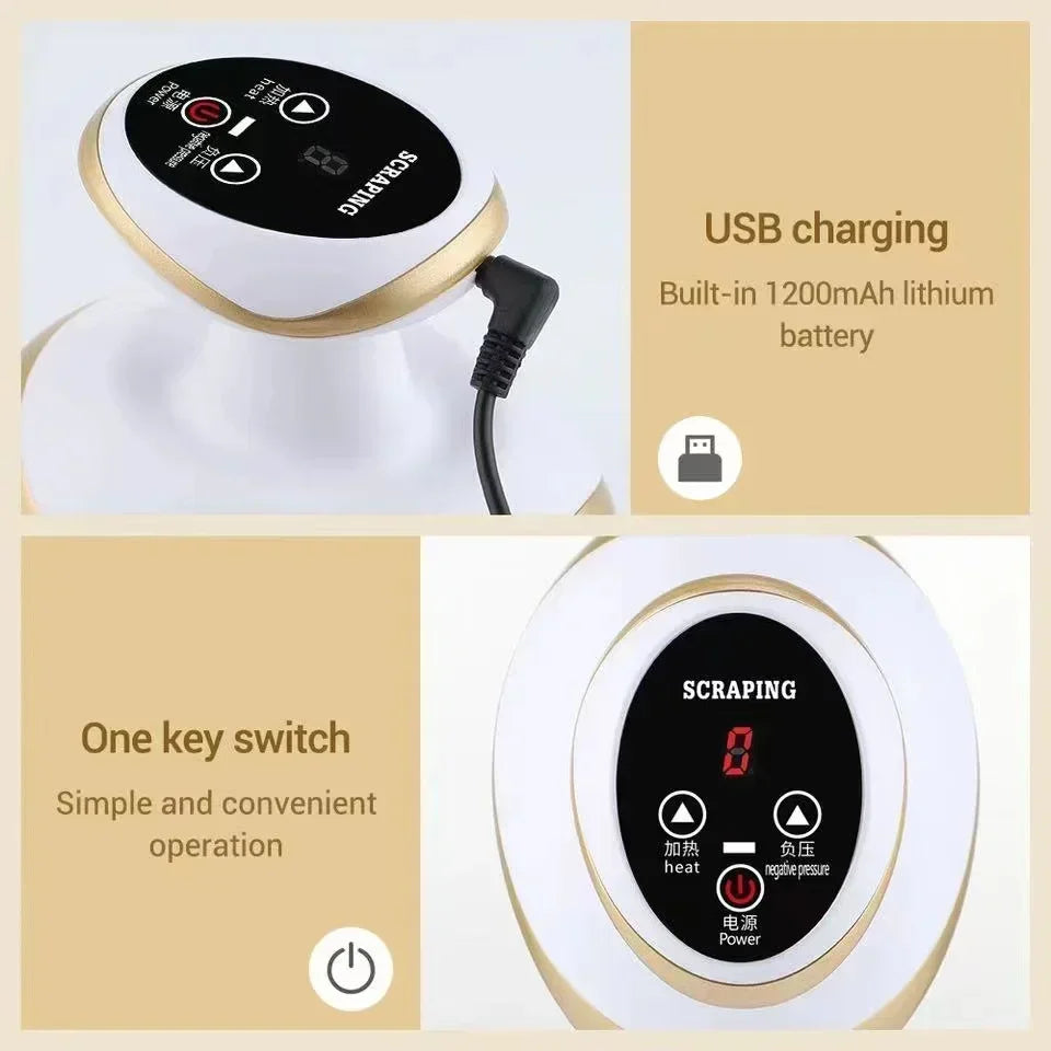 Electric Cupping Massager with Heating – 6/9 Gear Negative Pressure Vacuum Suction Gua Sha Body Slimming & Fat Burner Device