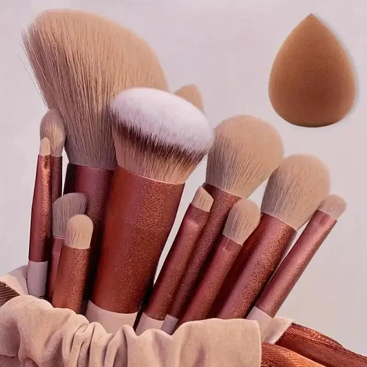 Professional Premium Quality Soft Fluffy Makeup Brush Set – Foundation, Powder, Eyeshadow, Kabuki, Blending Brushes with Sponge & Storage Bag
