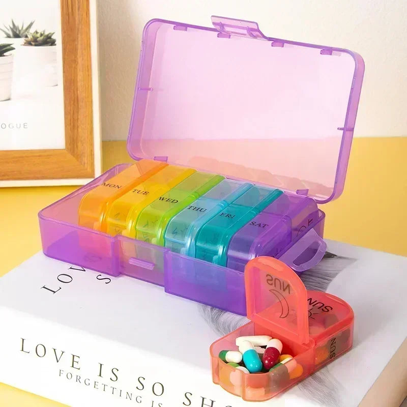 Weekly Pill Organizer 7 Day Pill Box Portable Medicine Tablet Storage Case Travel Container