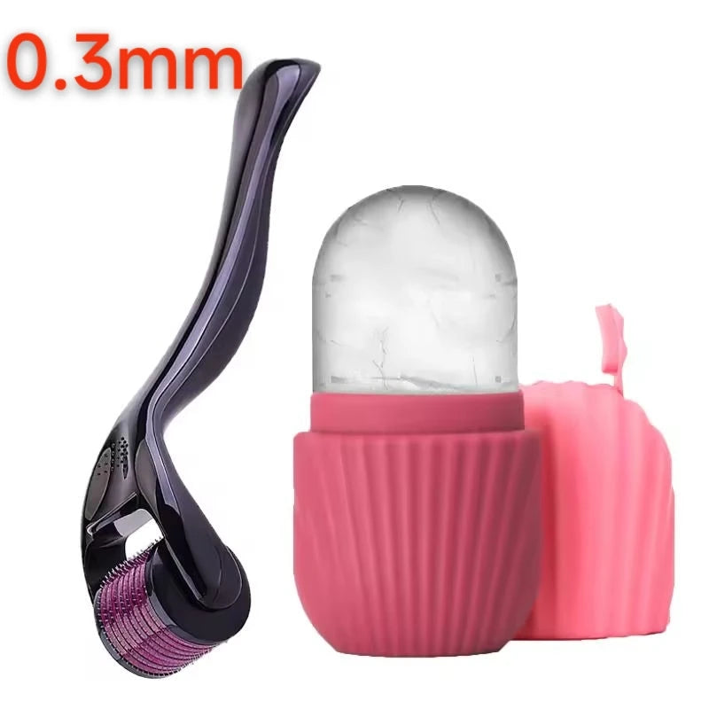 Ice Roller & Micro Needle Facial Roller Set Skin Care Face Beard Beauty Tool