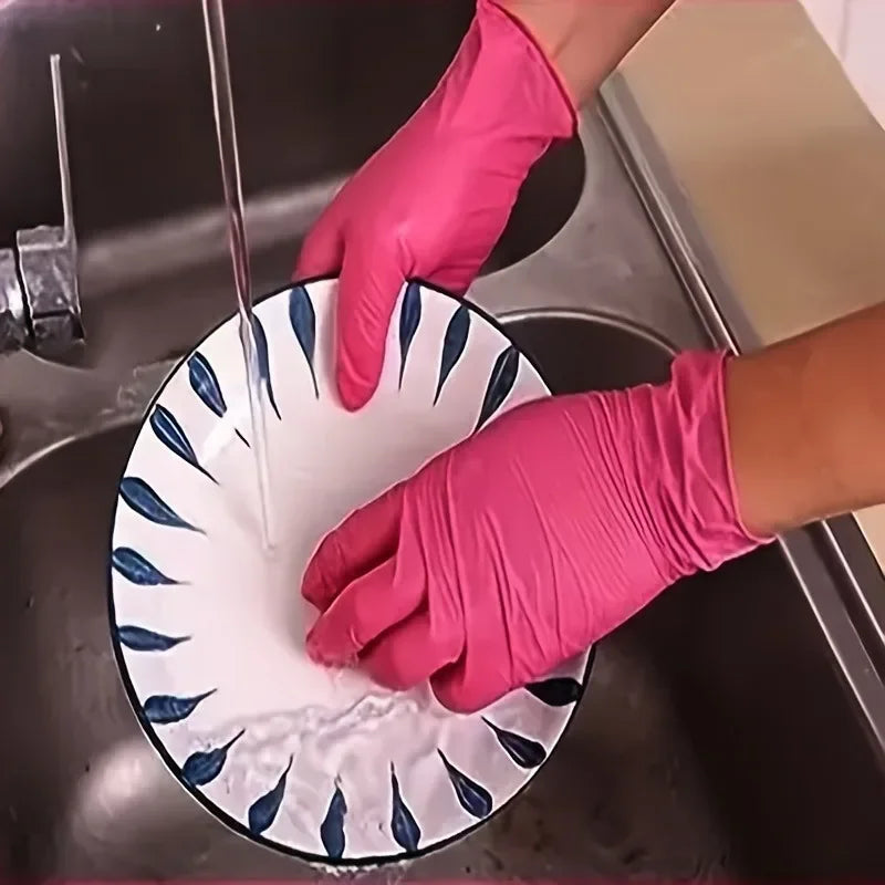 Multi-Color Nitrile Disposable Gloves – Latex-Free, Waterproof, Durable Household Cleaning Gloves (XS/S/M/L Sizes Available)