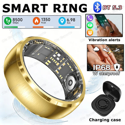 Smart Ring Fitness Tracker Call Alerts Sleep Monitor IP68 Waterproof Ring