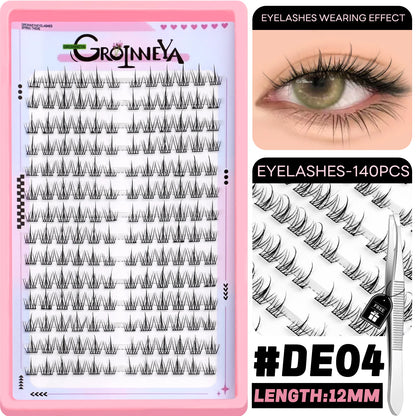 GROINNEYA DIY Lash Clusters – Natural & Manga Styles | Soft Lightweight Synthetic Lashes | Customizable False Eyelash Extensions Kit