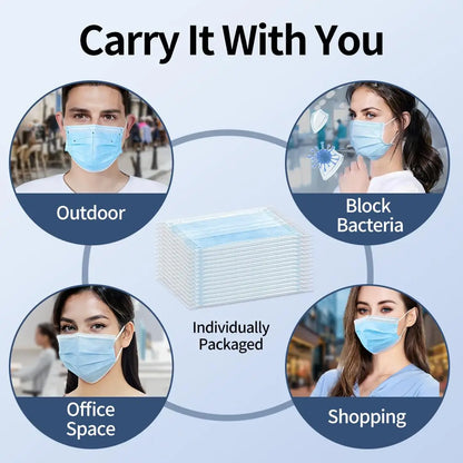 KN95-Style Disposable Face Masks 100–500 PCS Breathable Anti-Dust Earloop Protective Masks Adult