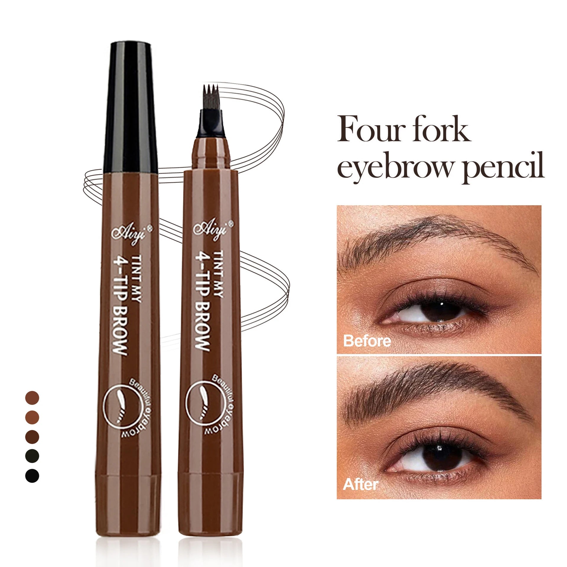 4 Tip Eyebrow Pencil Waterproof Long Lasting Micro Fork Brow Pen Natural Look