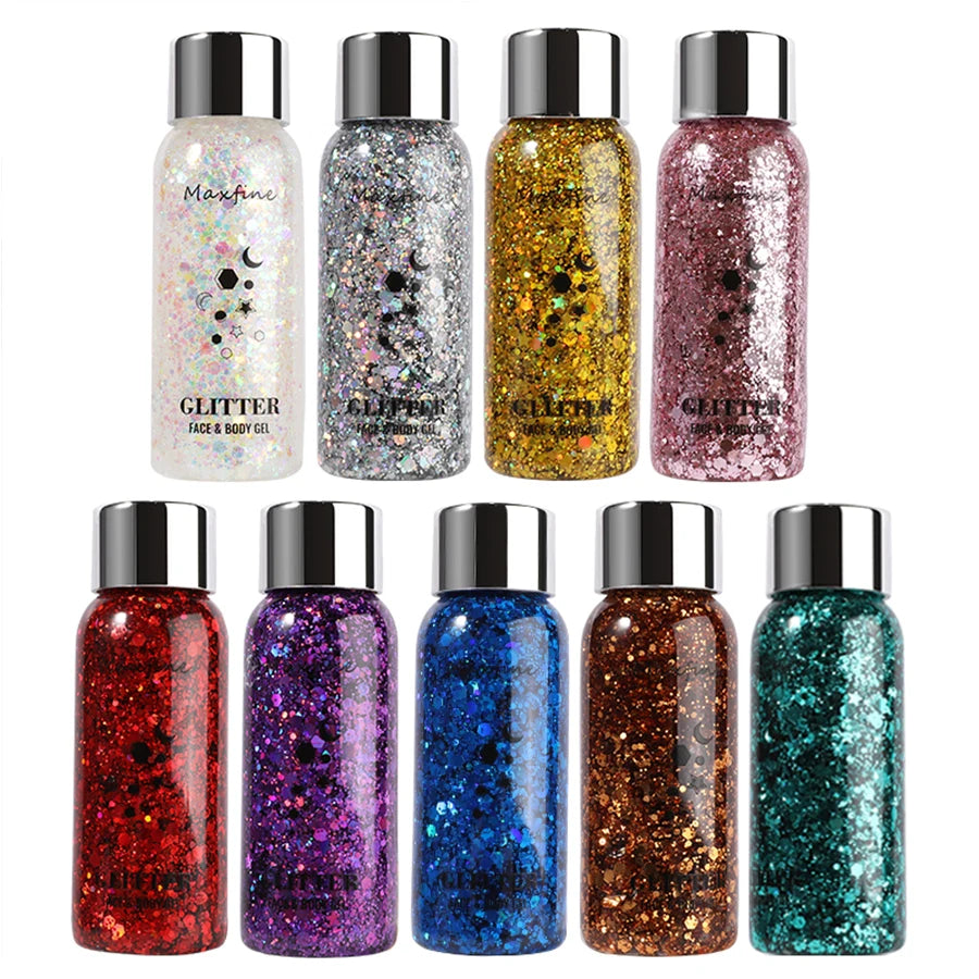 Body Glitter Gel with Sequins – Long-Lasting Face, Eyes & Hair Makeup for Festivals, Parties & Mermaid Looks