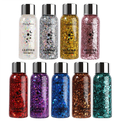 Body Glitter Gel with Sequins – Long-Lasting Face, Eyes & Hair Makeup for Festivals, Parties & Mermaid Looks