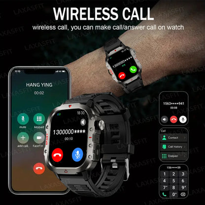 KESHUYOU 2.01” Smart Watch with LED Flashlight | Bluetooth Calling | Fitness & Activity Tracker | Life Waterproof | Android & iOS