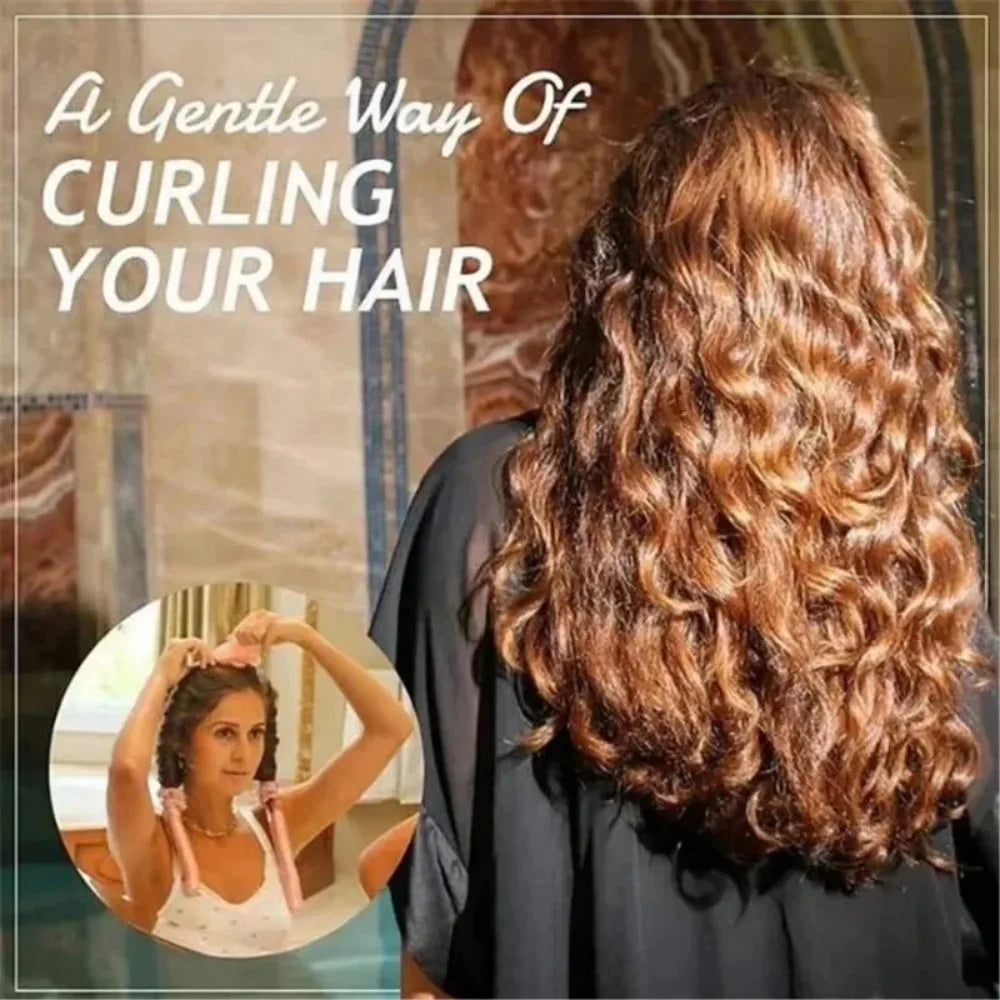 Heatless Curling Rod Night Cap Set – No-Heat Ribbon Hair Curlers with Soft Sleeping Bonnet for Overnight Curls