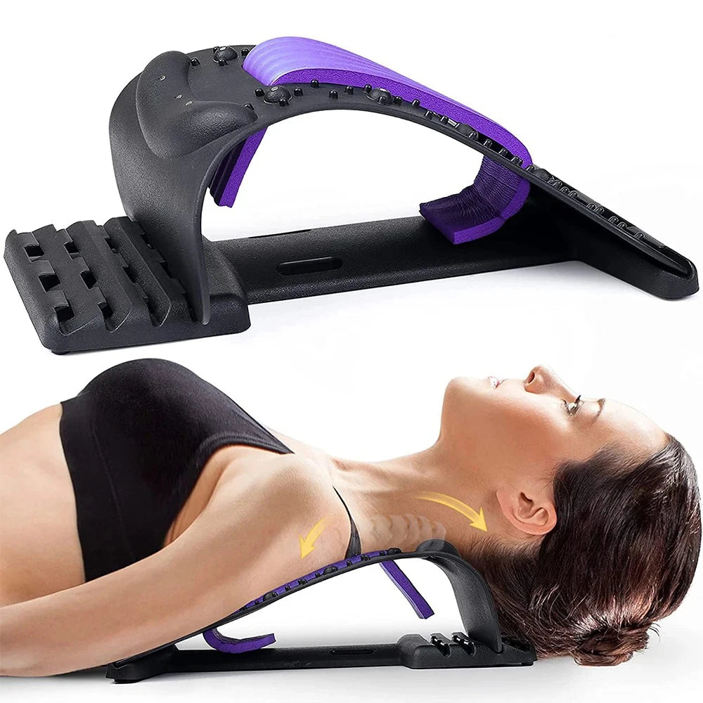 Adjustable Back Stretcher & Lumbar Support Device – Multi-Level Spine Board for Lower & Upper Back Pain Relief, Stretching & Massage