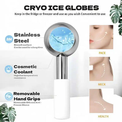 Stainless Steel Ice Globes for Face & Eyes – Cooling Facial Massagers for Puffiness & Relaxation
