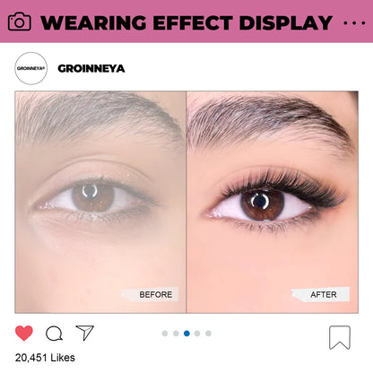 GROINNEYA DIY Eyelash Extension Kit – Individual Lash Clusters Faux Mink Mix Set with Lash Bond & Seal, Easy At-Home Application