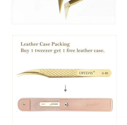DIYDAY Anti-Slip Eyelash Extension Tweezers – Stainless Steel Fiber Tip Precision Lash Tool