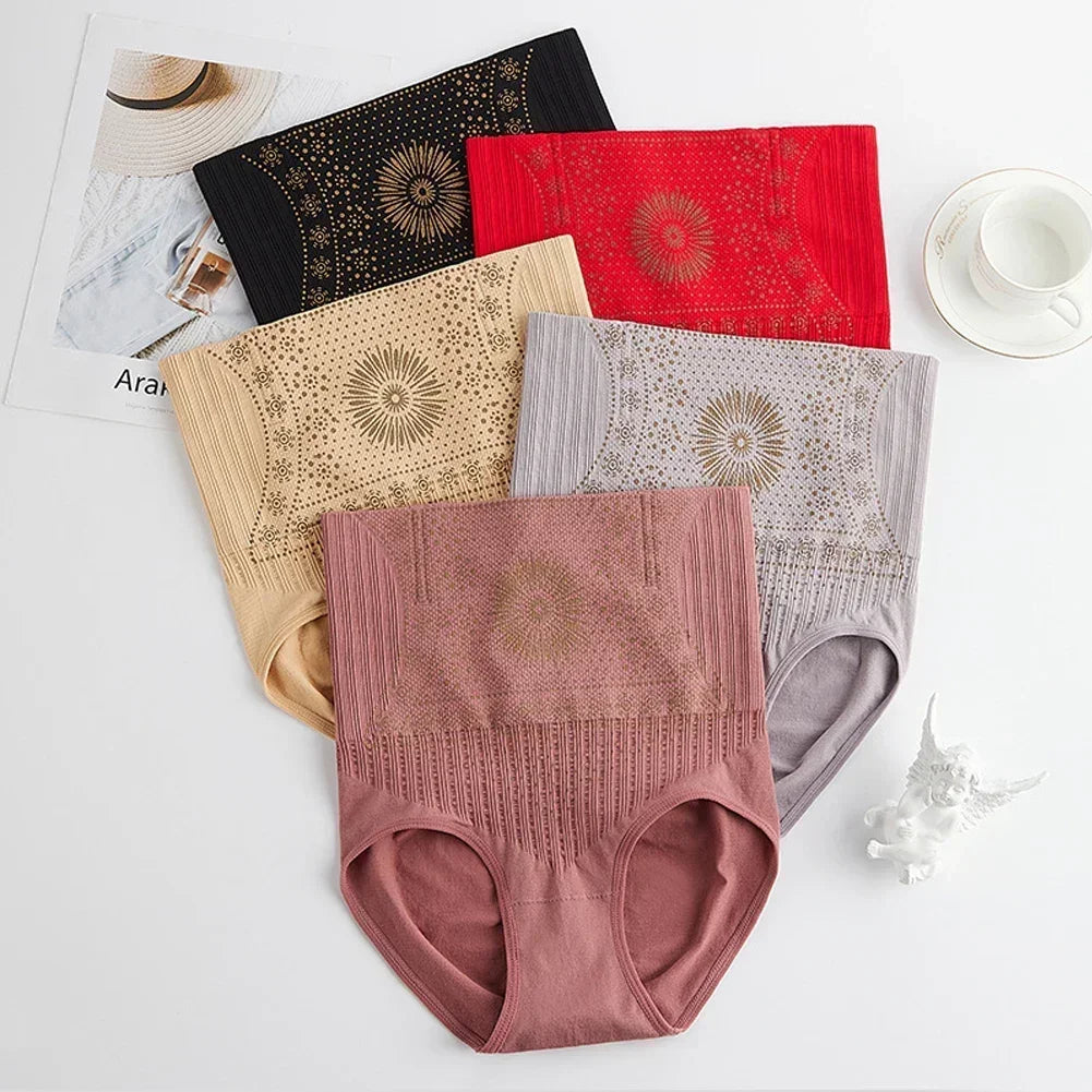 Women's High Waist Shapewear Briefs Seamless Tummy Control Panties Nylon Underwear