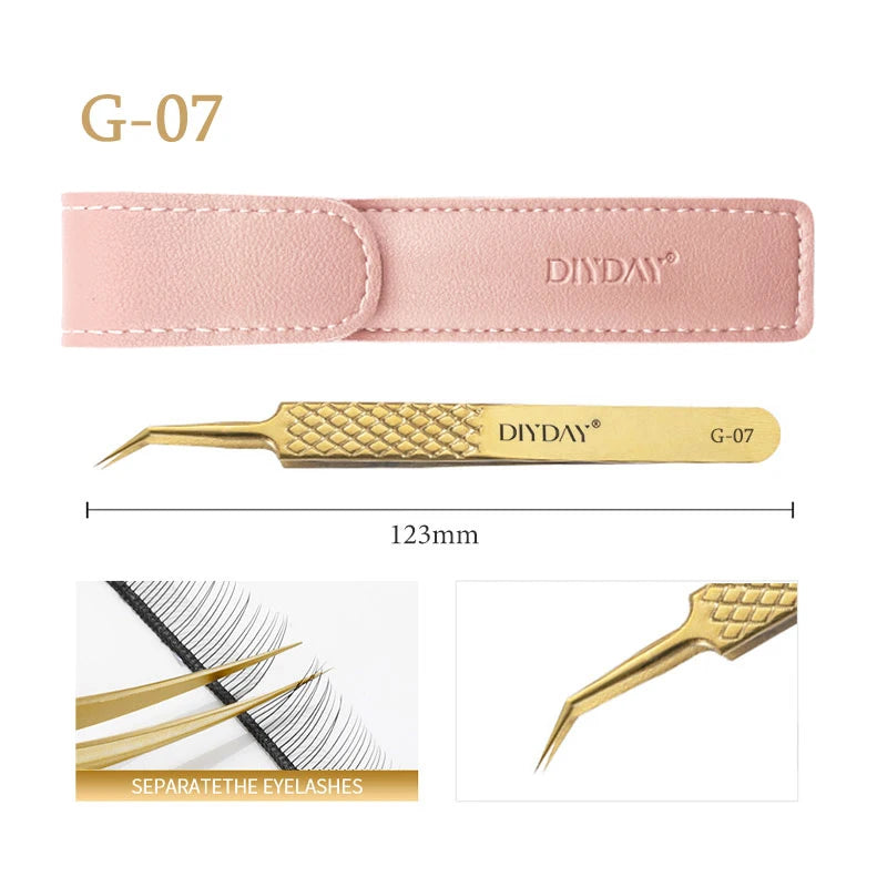 DIYDAY Anti-Slip Eyelash Extension Tweezers – Stainless Steel Fiber Tip Precision Lash Tool