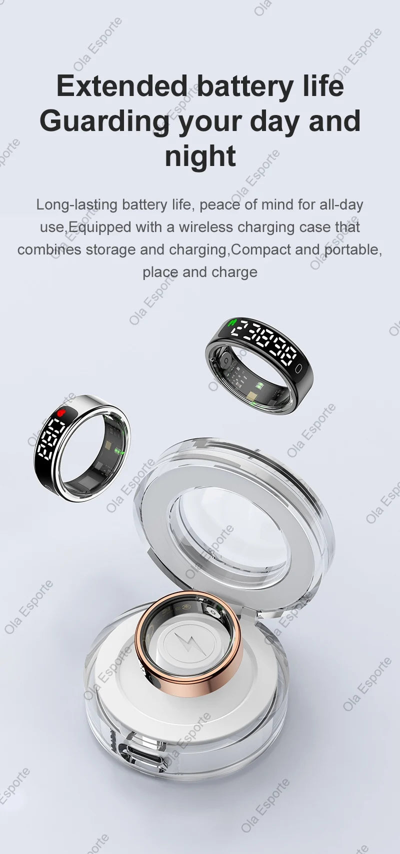 Smart Ring Health Fitness Tracker LED Touch Display Heart Rate Sleep Monitor Waterproof