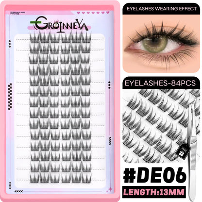 GROINNEYA DIY Lash Clusters – Natural & Manga Styles | Soft Lightweight Synthetic Lashes | Customizable False Eyelash Extensions Kit