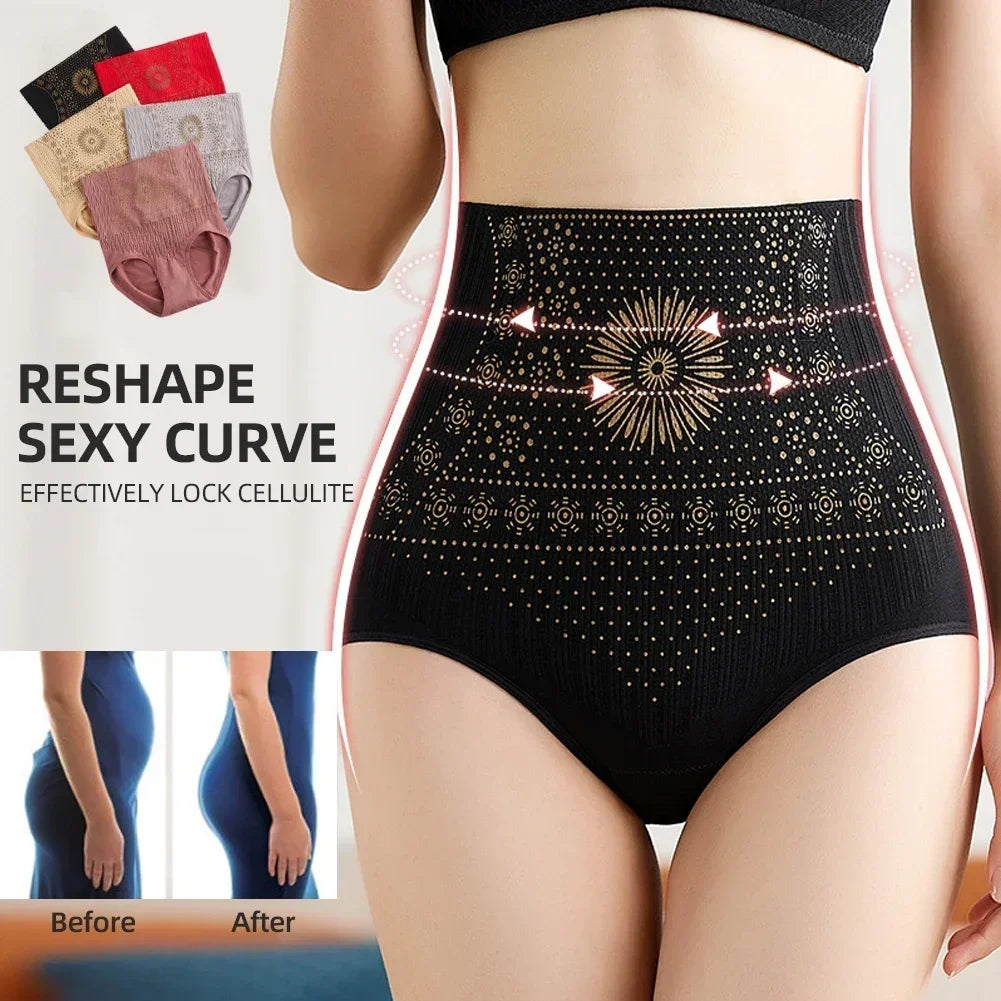 Women's High Waist Shapewear Briefs Seamless Tummy Control Panties Nylon Underwear