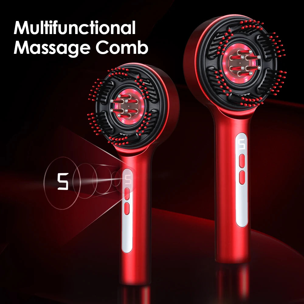 Electric Microcurrent Massage Comb – 660nm Red Light Hair Growth & Scalp Massager for Hair Care, Relaxation & Blood Circulation