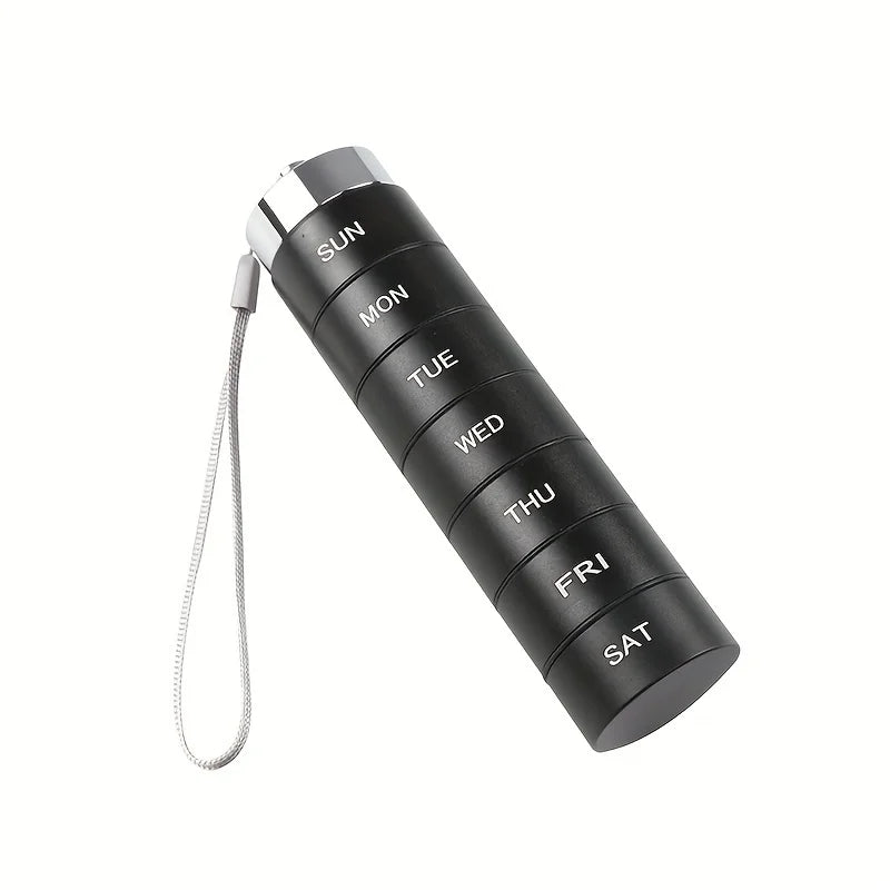7pcs Metal Pill Organizer Set – Stackable Waterproof Travel Pill Box | Large Aluminum Alloy Portable Pill Case