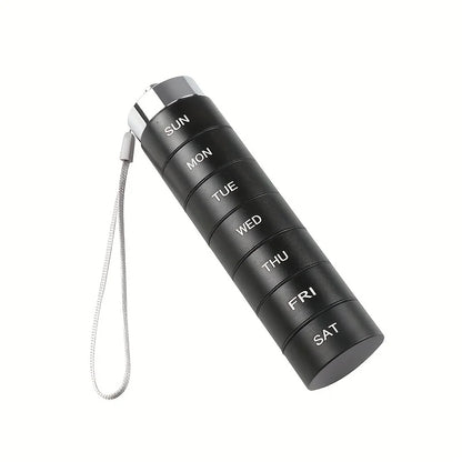 7pcs Metal Pill Organizer Set – Stackable Waterproof Travel Pill Box | Large Aluminum Alloy Portable Pill Case