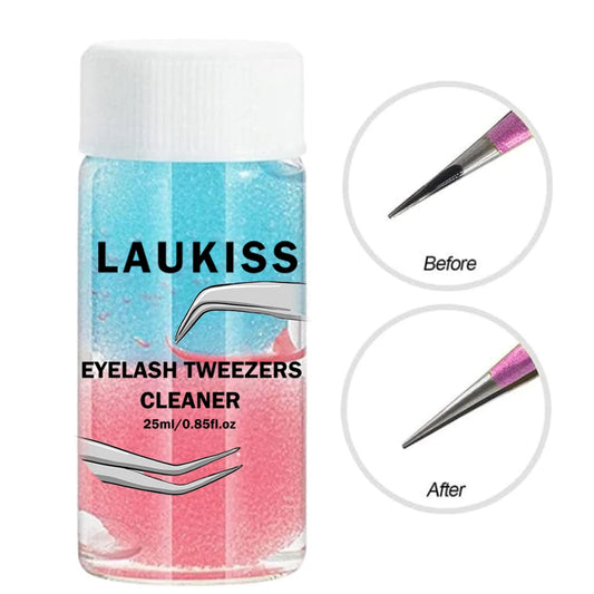 25ml Eyelash Tweezers Cleaner with Sponge Ball Lash Extension Tool Glue Remover Liquid Reusable