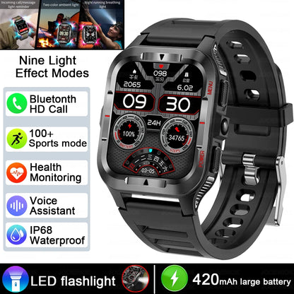 Men’s GPS Sports Smart Watch | Bluetooth Call | 480mAh Long Battery | LED Flashlight | 100+ Sport Modes | Life Waterproof