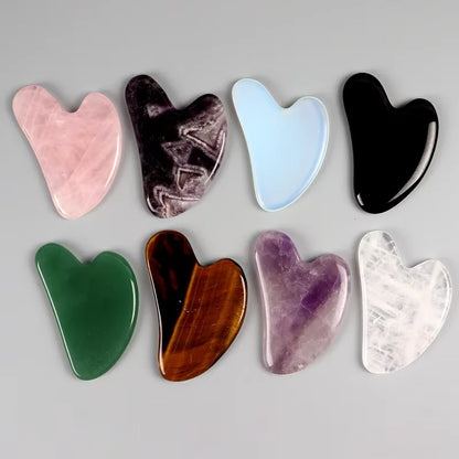 Natural Stone Gua Sha Facial Massage Tool Rose Quartz Amethyst Face Care Scraping Tool
