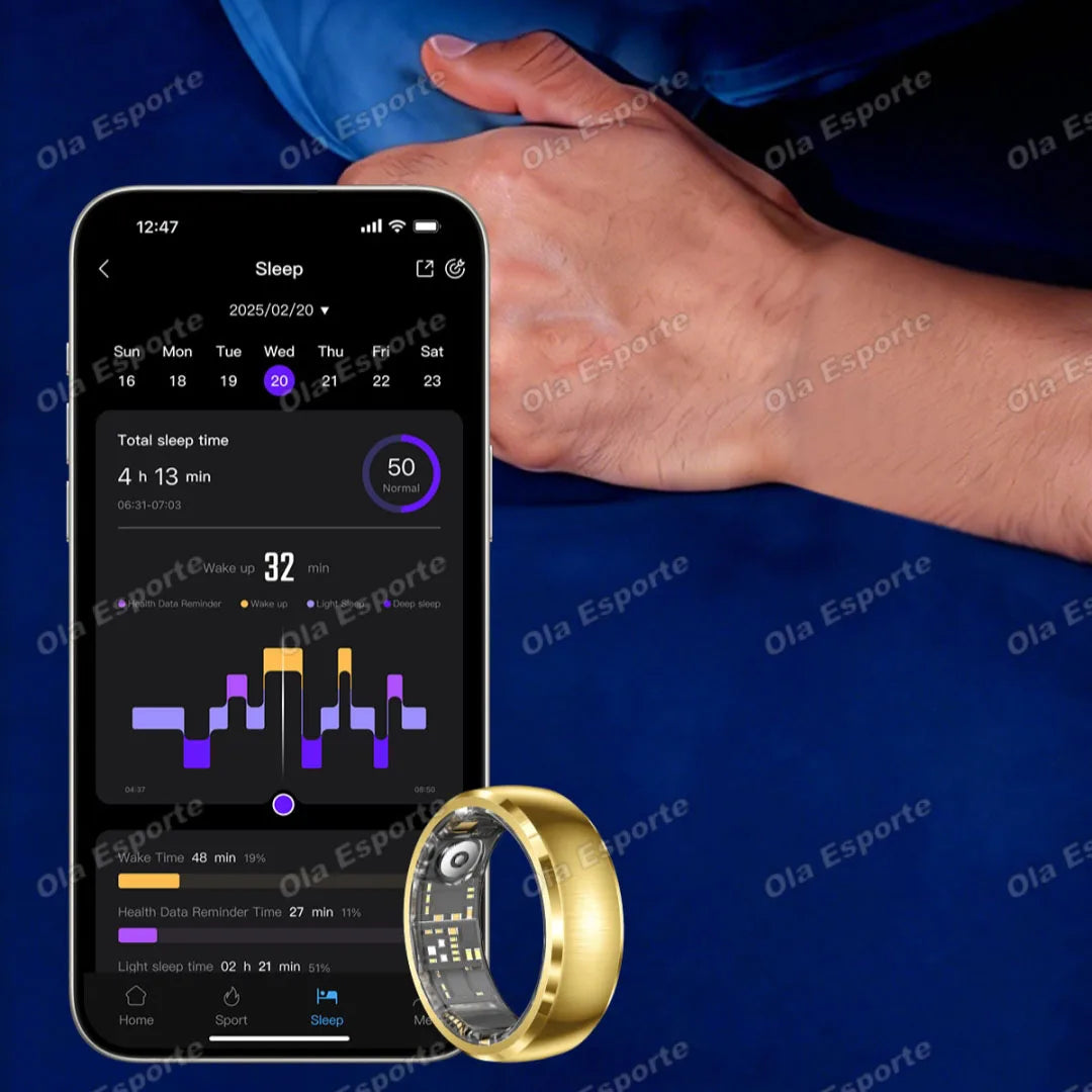Smart Ring Fitness Tracker Call Alerts Sleep Monitor IP68 Waterproof Ring