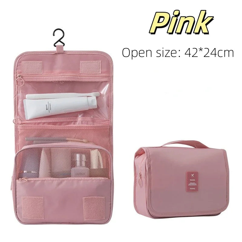 High-Quality Travel Makeup Bag – Waterproof Toiletry Organizer with Hook | Lightweight Cosmetic Storage Pouch for Women