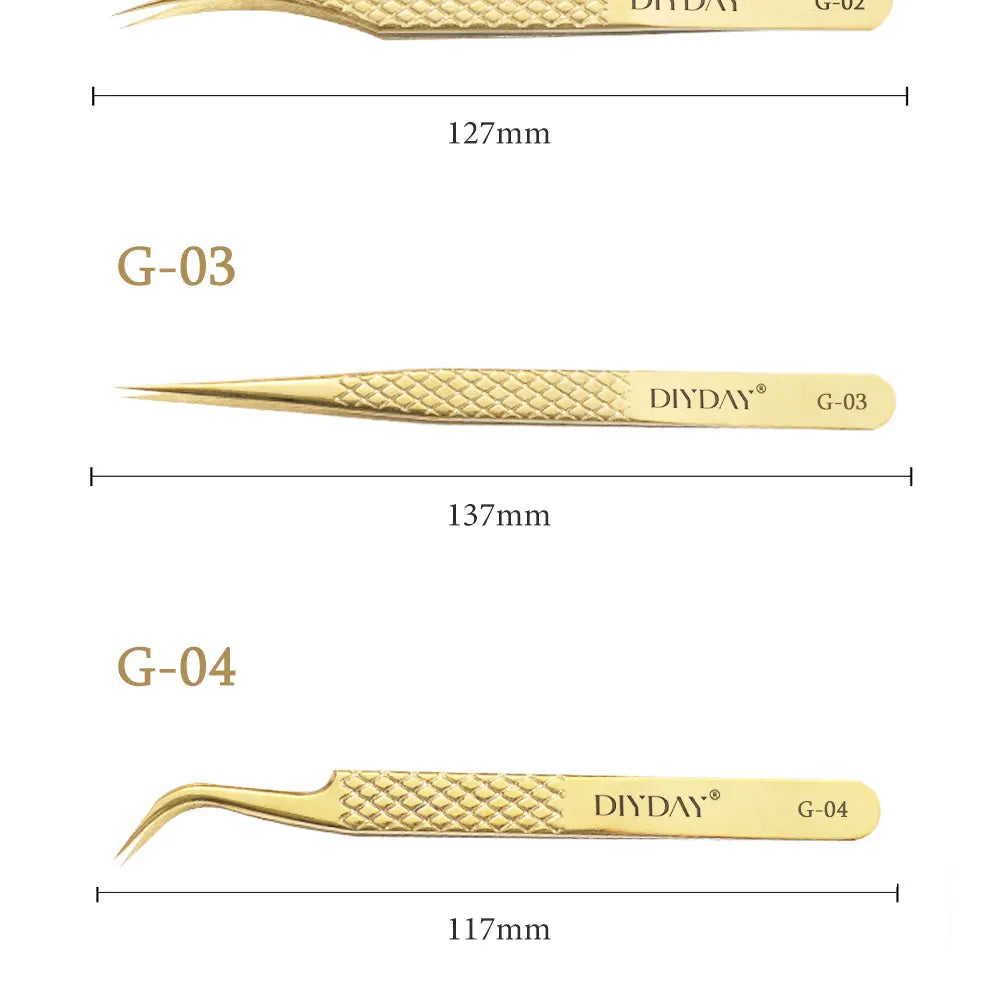 DIYDAY Anti-Slip Eyelash Extension Tweezers – Stainless Steel Fiber Tip Precision Lash Tool