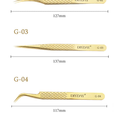 DIYDAY Anti-Slip Eyelash Extension Tweezers – Stainless Steel Fiber Tip Precision Lash Tool