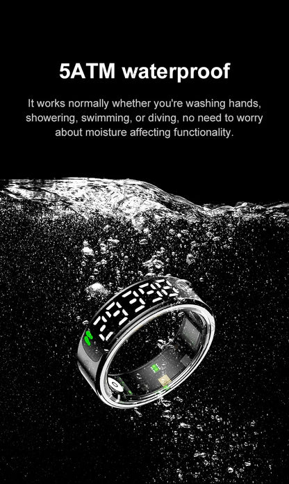 Smart Ring Health Fitness Tracker LED Touch Display Heart Rate Sleep Monitor Waterproof
