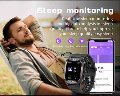 Men’s GPS Sports Smart Watch | Bluetooth Call | 480mAh Long Battery | LED Flashlight | 100+ Sport Modes | Life Waterproof