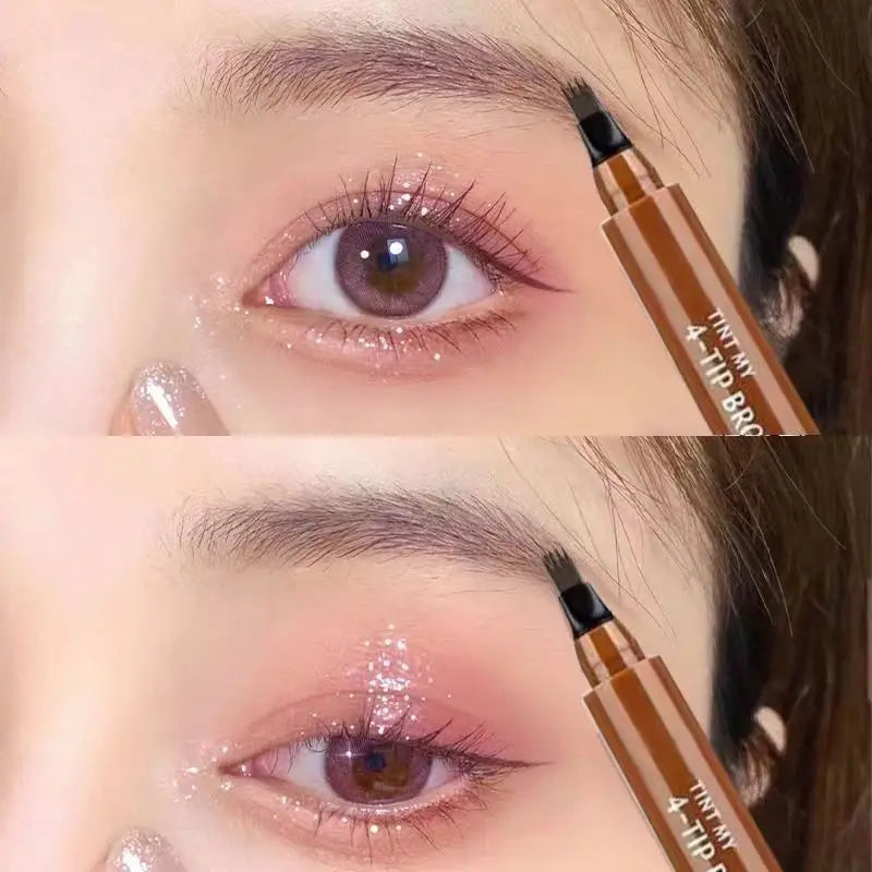 4 Tip Eyebrow Pencil Waterproof Long Lasting Micro Fork Brow Pen Natural Look
