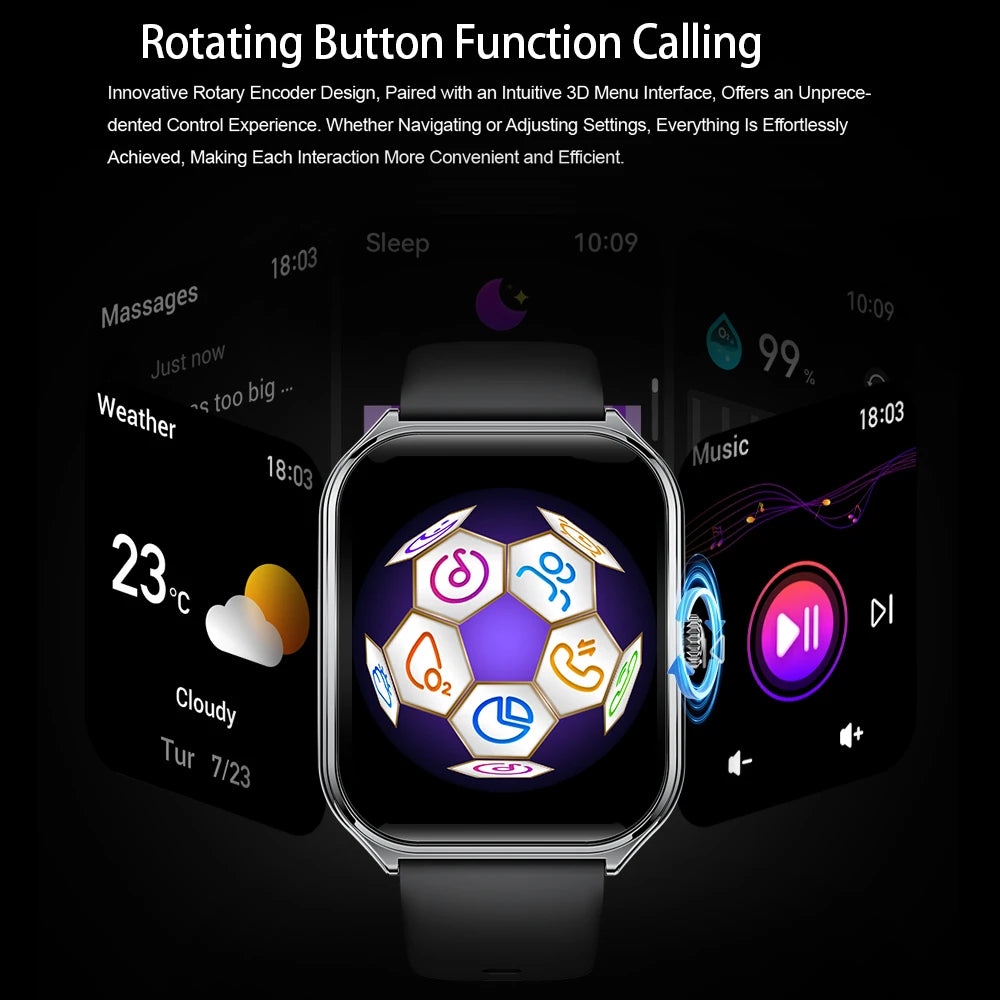 Smart Watch 1.96" AMOLED Bluetooth Call Fitness Tracker IP68 for Android iOS