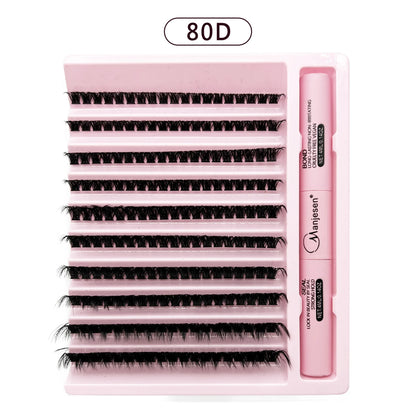200 PCS Cluster Eyelashes with Lash Bond & Seal – DIY Lash Extension Kit with Glue and Accessories