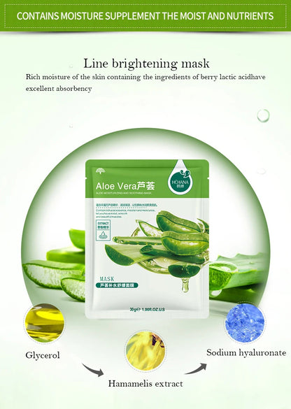 10 Pcs Natural Plant Facial Masks – Moisturizing, Oil Control & Anti-Aging Korean Sheet Masks with Fruit and Aloe Extracts