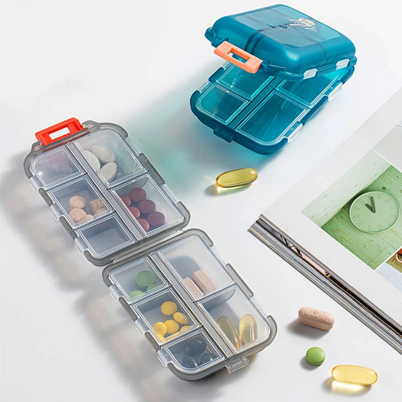 Weekly Pill Organizer Box – 7 Day Portable Travel Medicine Case with 14 Compartments for Pills, Vitamins & Supplements