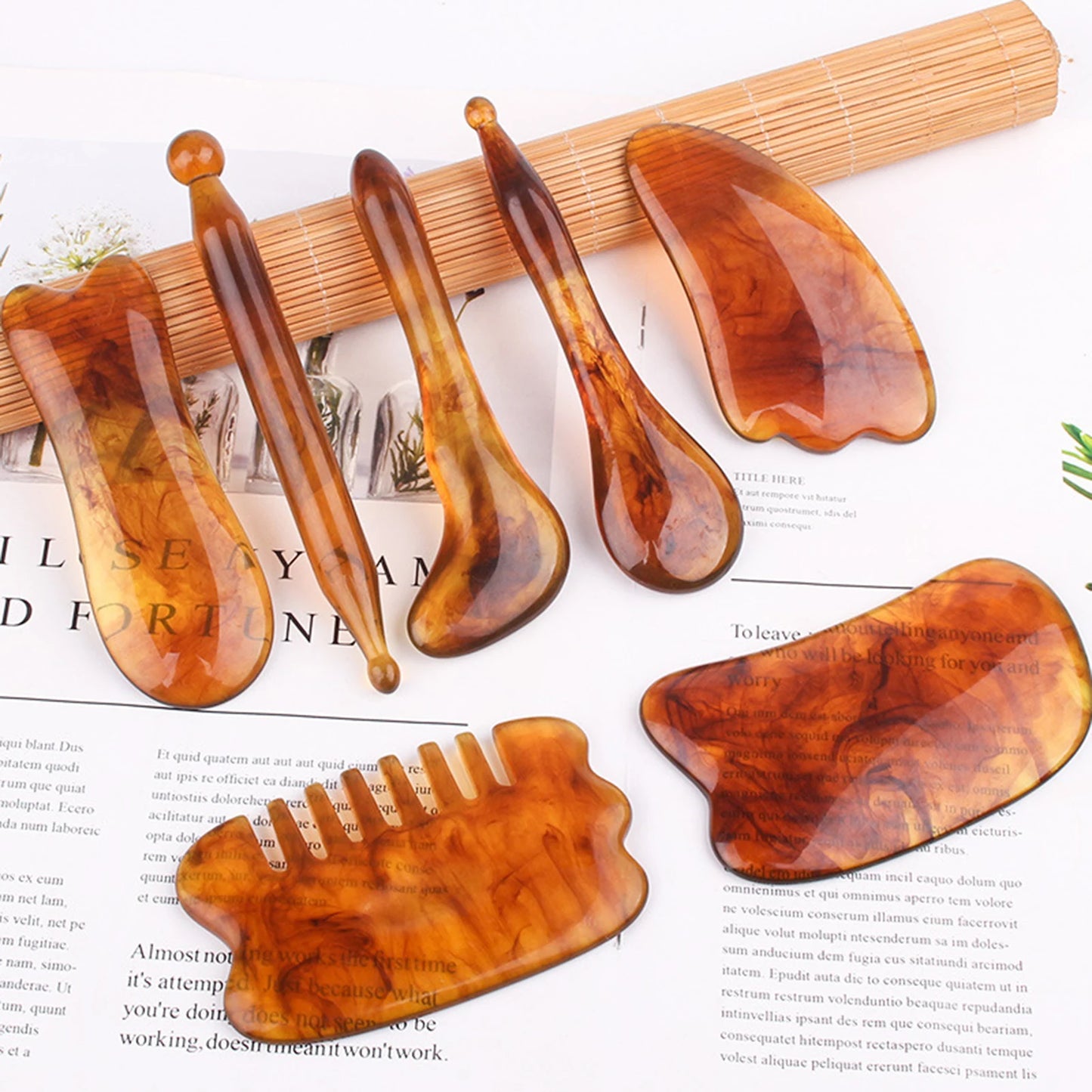 Resin Gua Sha Face Massage Tool Set (1–7pcs) – Facial Sculpting & Skincare Massage Sticks