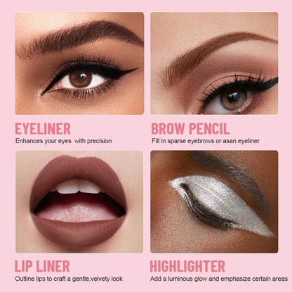 4-in-1 Multi-Functional Makeup Pencil Set – Lip Liner, Eyeliner & Eyebrow Pencil (4 Colors)